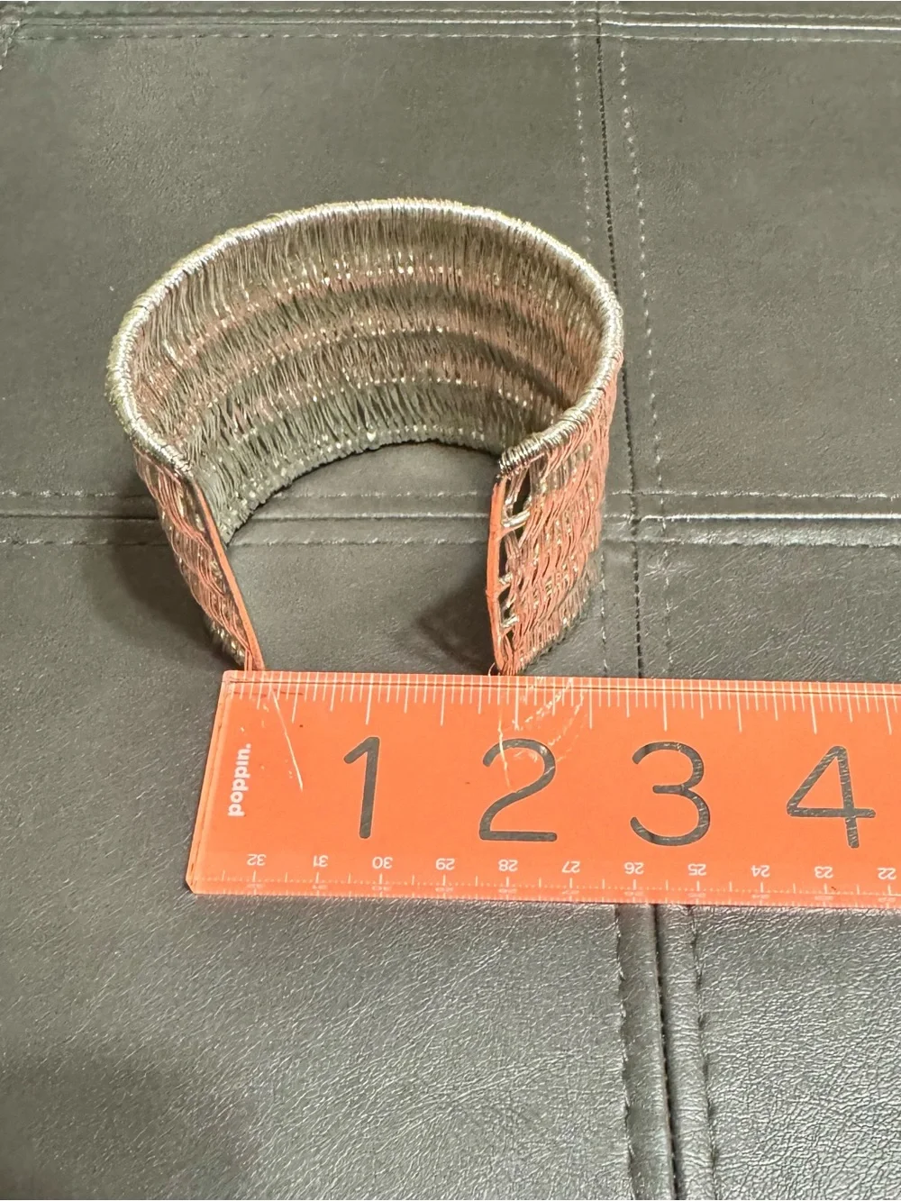 Metallic Silver Woven Wire Cuff Bracelet